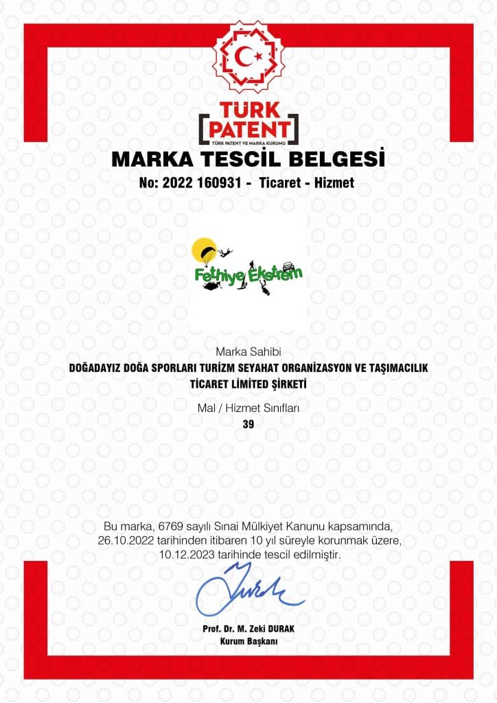 FETHIYE EKSTREM MARKA TESCIL BELGESI