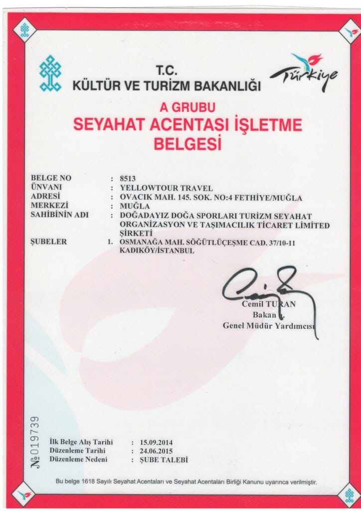 TÜRSAB SEYAHAT ACENTESI BELGESI