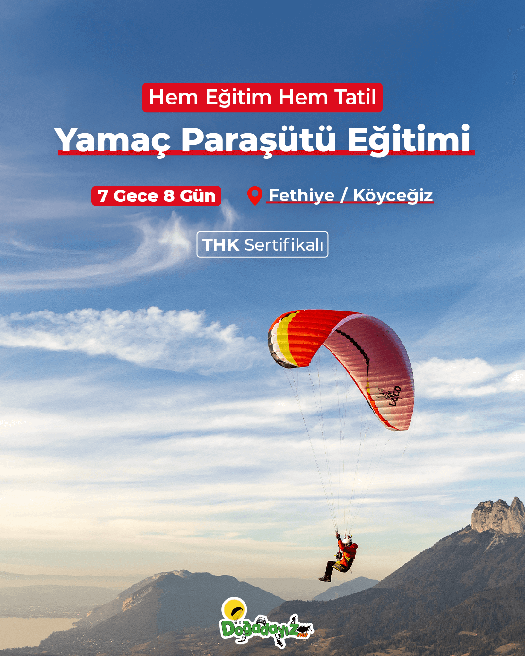 P1-P2 YAMAÇ PARAŞÜTÜ EĞITIMI – FETHIYE / KÖYCEĞIZ